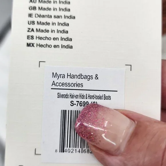 MYRA BAG Silverado Hair On Tooled Leather Shortie Cowboy Boots Size 6-11 NWT - Picture 12 of 13